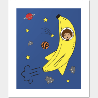 Space Monkey Banana Rocket Onsie, kids Posters and Art